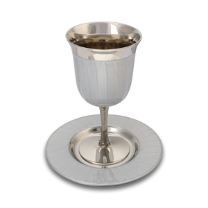 12 oz Kiddush Cup Shabbat Holidays Kidush Copas Latón con plata Shabbat Judío Religioso Bendición Copa de vino hecha a mano - Product Image 3