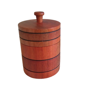 Juego de Dos Recipientes de Almacenamiento de Alimentos de Madera de Diseño Contemporáneo, Sostenibles, Duraderos y Portátiles para la Cocina del Hogar con Tapa - Product Image 5