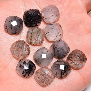 Joyería de Piedras Sueltas, Plata 925, Corte Cojín, Cuarzo Rutilado, Gema Negra, Cabujones Hechos a Mano, Natural, Alta Calidad, Cambio de Color - Product Image 3