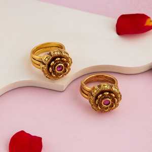 Antique <b>Gold</b> Plated <b>Toe</b> <b>Ring</b> for Wedding Engagement or Gift 188660 - Product Image 2