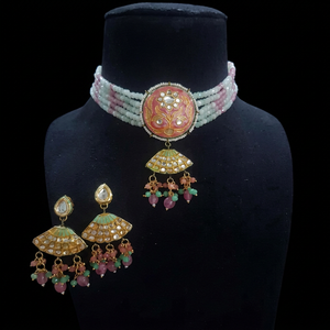 Conjunto de joyería étnica de latón, collar tipo gargantilla, pendientes largos para compromiso, boda india, fiesta, accesorios de moda para mujer - Product Image 1