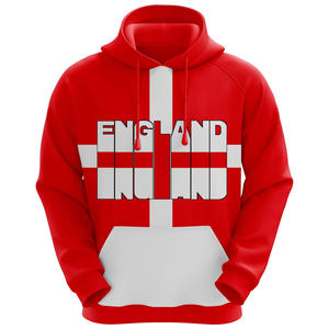 Sweat à capuche avec drapeau de l'Angleterre Design personnalisable en polyester vierge pour la teinture par sublimation Techniques brodées Long Oversized Fit for Spring - Product Image 1