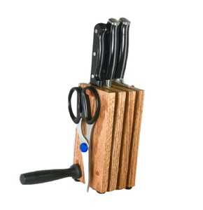 Premium Bamboo Wood Knife Block Holder Organiser Ideal for <b>Kitchen</b> <b>Storage</b> and Counter Use Hot Selling <b>Kitchen</b> <b>Utensils</b> - Product Image 1