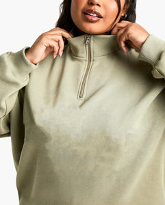 Sweat-shirt à capuche pour femme, surdimensionné, à manches longues, avec fermeture éclair, en coton 100 %, poids lourd, nouvelle arrivée, hiver, épaules tombantes, personnalisé - Product Image 5