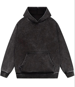 High Quality Oversize Heavyweight Men's Hoodie Zip-Up Vintage Style <b>Acid</b> Wash Embroidered 100% <b>Organic</b> Cotton Winter Wear - Product Image 1