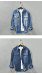 แจ็กเก็ตอเนกประสงค์สีพื้นสำหรับผู้ชายเทรนด์เสื้อยีนส์สไตล์สตรีทแฟชั่นฤดูใบไม้ผลิและฤดูใบไม้ร่วง - Product Image 6