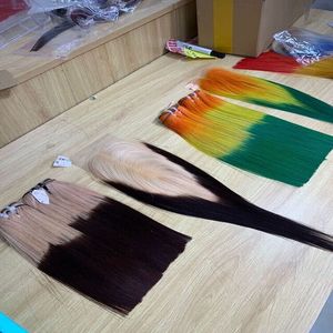 ชุดผมบ๊อบสั้นแบบไล่สีเบอร์กันดี,ส่วนต่อผมตรงตรงลายกระดูกสำหรับผู้หญิงผิวดำผมหนาพิเศษ - Product Image 5