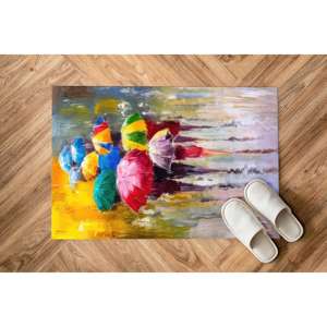 Tapis imprimé avec motif de personnes et parapluies, idéal pour les jours de pluie, tapis doux à poils longs - Product Image 5