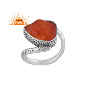 Hot Selling <b>Oxidized</b> Sterling Silver Natural Rough Carnelian Gemstone Twisted Ring Custom Jewelry Manufacturer - Product Image 1