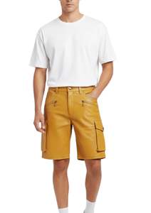 Pantalones Cortos Cargo de Cuero Genuino para Hombre, Diseño con Múltiples Bolsillos, Color Premium y a la Moda - Product Image 4