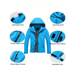 Chaqueta de Senderismo Cortavientos Personalizada, Chaqueta de Esquí para Hombre con Carcasa Rígida, Chaqueta de Esquí y Nieve Impermeable para Hombre de 5000 mm para Exteriores - Product Image 3