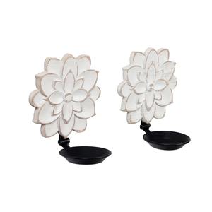 Porte-bougie mural en bois à motif floral pour la décoration de la maison, étagère de couloir, présentoir, organisation de fête et accent d'intérieur en provenance d'Inde - Product Image 4