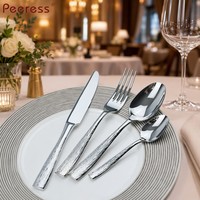 Ensemble de couverts en acier inoxydable poli miroir, manche texturé, robuste, pour hôtels, restaurants et traiteurs
