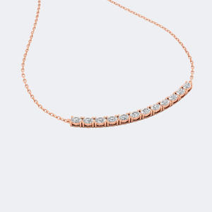 Collar con colgante de barra curva con engaste de diamantes ovalados, joyería con apariencia de diamante, elegante, minimalista, para uso diario, regalo para mujer - Product Image 2