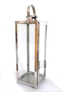 Portavelas de metal de cristal hecho a mano de color plateado al por mayor linterna de decoración de iluminación de Navidad atractiva con palo - Product Image 3