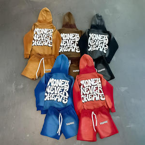 Survêtement unisexe Jogger Sets Zip-Up Hoodie & Shorts Set Cotton French Terry Two-Piece Summer Wear Quick Dry Breathable - Product Image 5