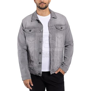 Chaqueta vaquera lavada con ácido para hombre hecha en algodón con logotipo personalizado al por mayor, chaqueta vaquera lavada con ácido transpirable para uso en exteriores para hombre - Product Image 1