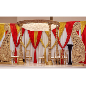 Mandap de mariage hindou, design paon doré, détachable, léger, en fibre de verre, pour mariage indien, DSTExports USA - Product Image 1