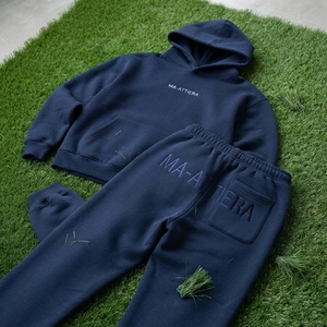 <b>Womens</b> <b>Navy</b> Blue Fleece Hoodie Tracksuit Set Pullover Sweatshirt Jogger Pants Matching Casual Streetwear Loungewear - Product Image 5