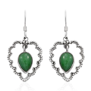 Pendientes de aro bohemios hechos a mano con piedras preciosas de Jade verde de plata maciza 925 para bodas a precio de fábrica - Product Image 1