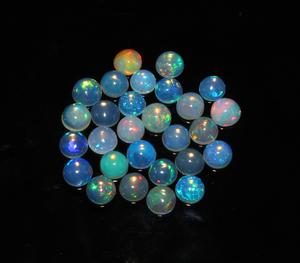 28-Piece Loose 5mm Ethiopian Opal Cabochons Natural Round Shape Gemstones in Bulk Lot - Product Image 1