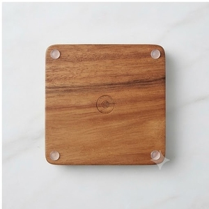 Modern Square Wood <b>Coasters</b> With White <b>Marble</b> Effect Resin Inlay Non-Slip Mats Set Of 4 - Product Image 5