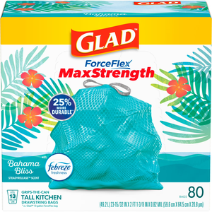 ถุงขยะแบบมีเชือกผูก Glad ForceFlex MaxStrength สำหรับครัว ขนาดใหญ่ 13 แกลลอน สีบาฮามา บลิส จำนวน 80 ใบ - Product Image 4