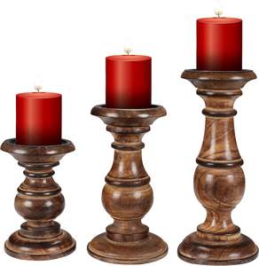 Portavelas Soporte Soportes de madera Vela DE LA UNIDAD Estilo redondeado Regalo inactivo para boda Fiesta Hogar Spa 10 8 6 pulgadas Juego de 3-Quemado - Product Image 6