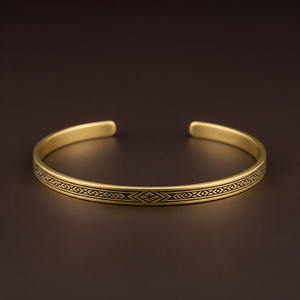 Pulsera personalizada árabe de acero inoxidable chapado en oro a granel - Product Image 6