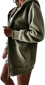 Sudadera con capucha de cremallera larga sólida personalizada de alta calidad para mujer Jersey de lana cómodo con Top corto para mujer Sudaderas con capucha y sudaderas - Product Image 5