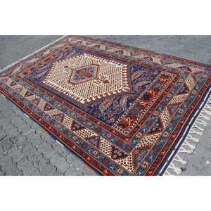 Alfombra Turca Grande, Alfombra Vintage de 6.4x10.2 pies, Alfombra de Lana Azul - Product Image 2