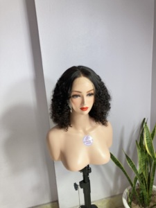 Perruque crépus bouclés Bob avec une frange perruques pour les femmes noires Vietnam cheveux humains bouclés perruques de cheveux bruts - Product Image 5