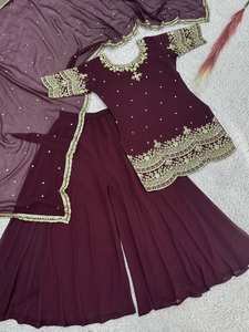 Salwar Kameez Especial para el Invierno, Ramadán y Eid, Venta al por Mayor, Manga Larga, Georgette Sintético, con Bordado Moderno y Elegante - Product Image 3