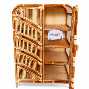 Natural Rattan <b>Storage</b> Cabinet Bamboo Side Chest of <b>Drawers</b> Canopy Organizer <b>for</b> Living Room Bedroom Home Decor - Product Image 1