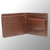 Cartera de Cuero Genuino para Tarjetas de Crédito, Marrón/Negro, Cuero de Grano Completo, Logotipo Personalizado en Relieve, Ranura para Billetes, Cartera de Cuero para Hombre