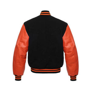 Veste universitaire Letterman de baseball universitaire pour hommes, manches en cuir de mouton, traitement enduit de broderie personnalisé, prix compétitif - Product Image 3