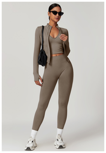 Ensemble de yoga 3 pièces pour femmes, design personnalisé, taille haute, yoga, fitness, sport, séchage rapide, soutien-gorge de sport, leggings de sport - Product Image 6