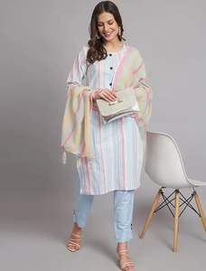 ชุดสัลวาร์ คามีซ ผ้าฝ้าย แห้งเร็ว สไตล์ลำลองสำหรับผู้หญิง ความยาวระดับเข่า เหมาะสำหรับฤดูร้อน - Product Image 4