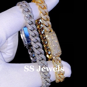 12mm Iced Tennis Round Brilliant Cut Moissanite Claw Setting 925 Silver Rhodium Plated Hip Hop Bracelet pour homme - Product Image 6