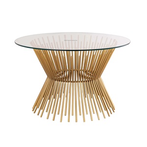 Table d'appoint en métal de forme ronde avec fil métallique fini or antique Mobilier de décoration de salon Table d'appoint faite à la main - Product Image 5
