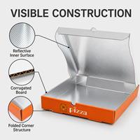 Boîte à pizza doublée de papier aluminium pour la livraison à emporter, emballage alimentaire pour restaurant avec maintien de la chaleur et impression de logo personnalisé