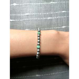 Handmade Navajo Strung Royston Turquoise & Sterling Silver Link <b>Bracelet</b> Cultural Collectible Jewelry - Product Image 3