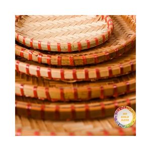 PANIER PLAT EN BAMBOU FORME RONDE POUR DÉCORATION ÉVÉNEMENT VIETNAMIEN TRADITIONNEL ROUND PLAT WINNOWING PANKET - Product Image 3