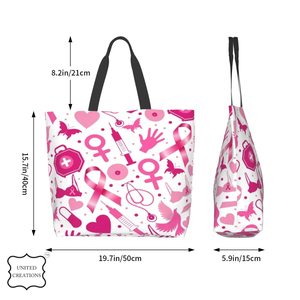 ถุงผ้าฝ้ายสีชมพูพิมพ์ลายถุงผ้าคอตตอนพร้อมที่จับพิมพ์โลโก้ได้ทันสมัย - Product Image 3