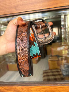 เข็มขัดลูกปัดหนังตะวันตกสําหรับผู้ชายและผู้หญิงมีจําหน่ายในราคาขายส่ง - Product Image 2