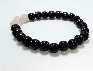 Crystal <b>bracelet</b> Black Obsidian & Rose quartz Round <b>Beads</b> <b>Bracelet</b> 8mm Stone Gemstone Fashion <b>Men</b> and Women Gift Energy - Product Image 4