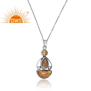 Vente chaude 925 Sterling Silver Natural Multi Gemstone Pendentif Collier Bijoux Personnalisés Pour Les Femmes Cadeau Pour Elle - Product Image 2