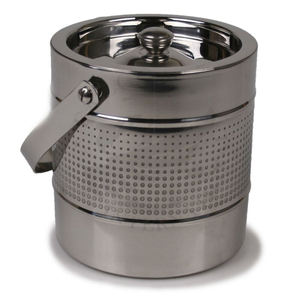 Seau à glace pour vin en acier inoxydable avec couvercle, forme ronde, capacité de 2 L, pour utilisation à domicile ou au bar - Product Image 1