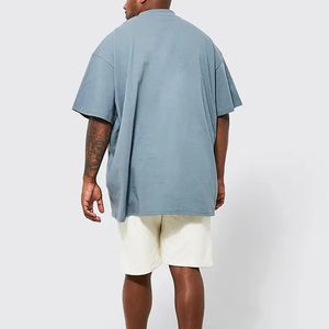 Venta al por mayor de ropa de calle de gran tamaño hombres camiseta personalizada peso pesado recortada boxy fit 100% algodón mencustom más camisetas de tamaño con el logotipo - Product Image 2