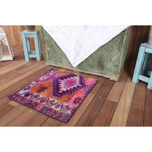 Tapis Herki vintage 1,8x2 pi (55x61 cm), tapis turc géométrique violet - Product Image 5
